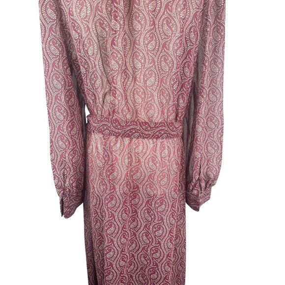 Banana Republic Large Burgundy Paisley Button-Down Midi Ruffle Collar - Picture 12 of 13